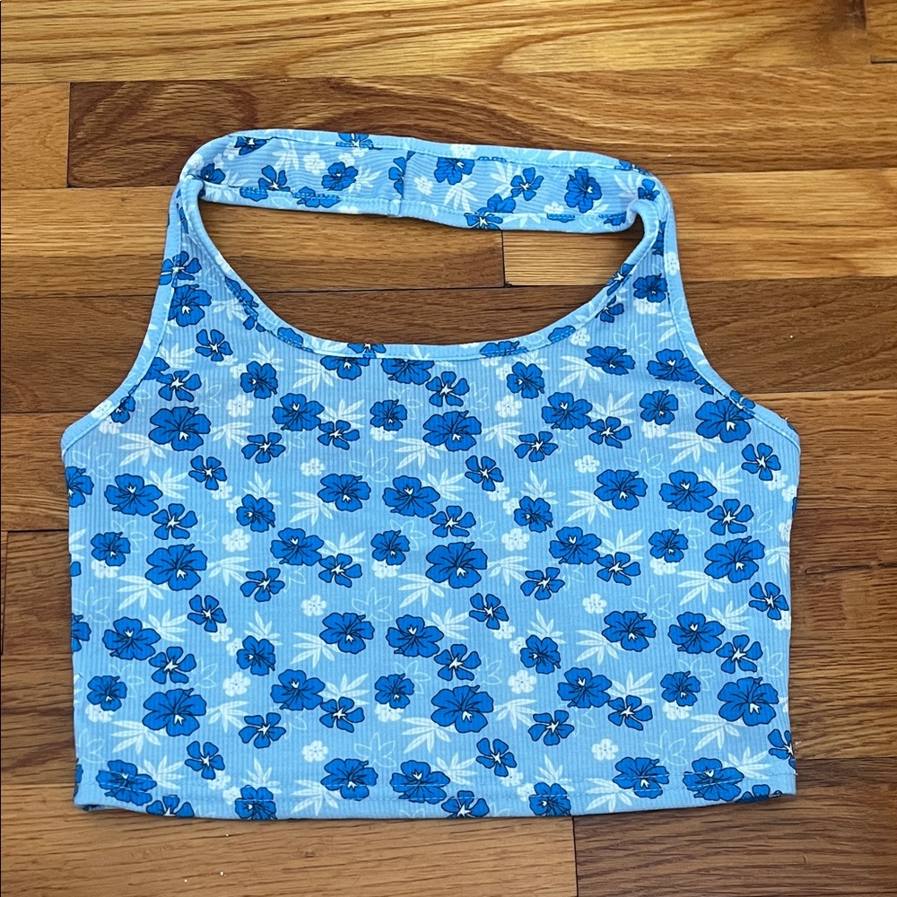 SHEIN Blue Floral Kids Tank Top